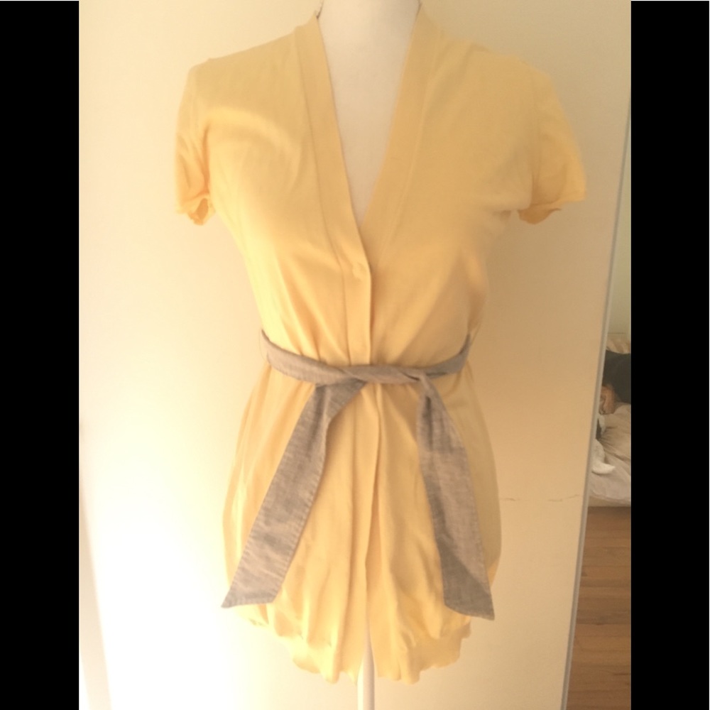 Brunello Cucinelli yellow cotton top gray belt L